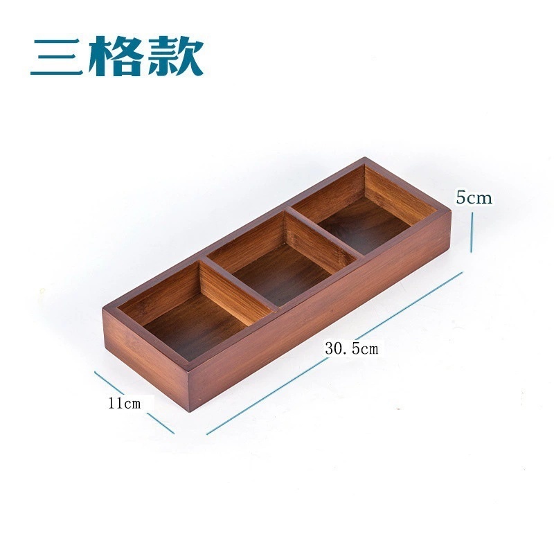 6289茶色竹制三格果盘